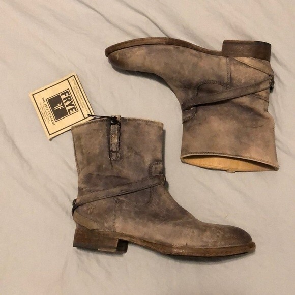Frye Shoes - FRYE Lindsay Plate Short Women's Cowboy Cowgirl Gray Boot Stone Grey Sz 6 B